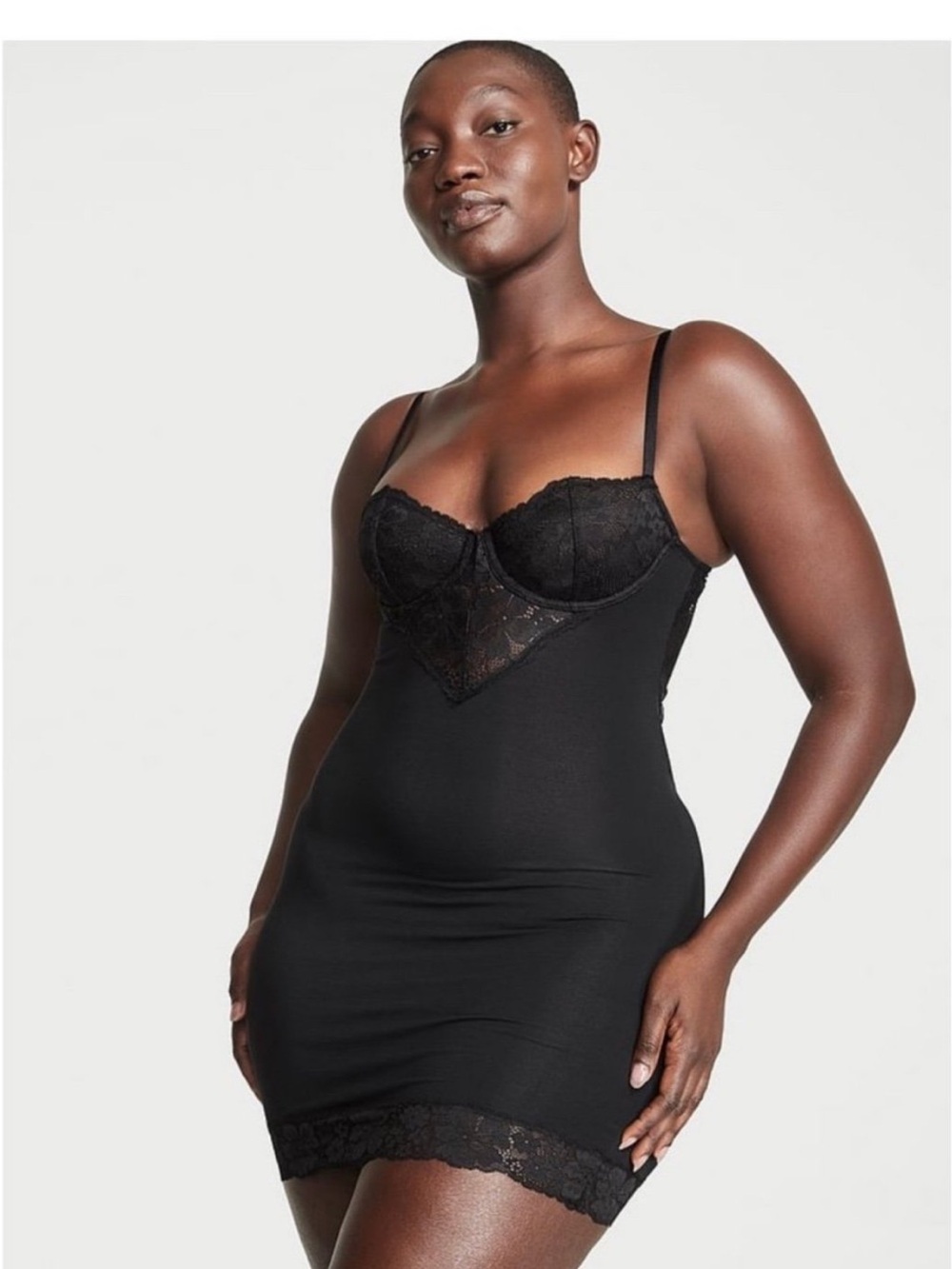 VICTORIAS SECRET• black slip dress